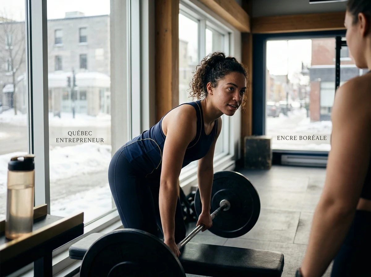 Propriétaire de studio de fitness encadrant un client.