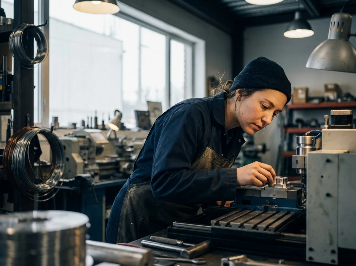 Fabricante supervisant sa petite ligne de production.