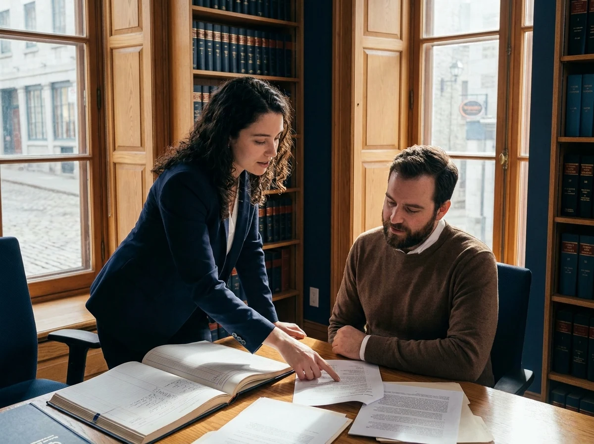 Professionnelle conseillant un client à son bureau.