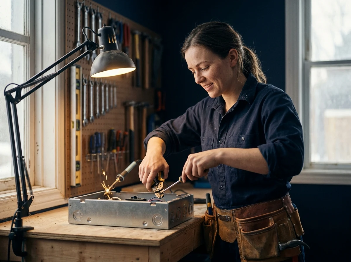 Artisane de métier au travail dans son atelier.